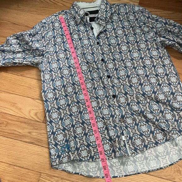John Lennon English Laundry Shirt Mens L Button Up Blue Paisley Funky Retro - Picture 5 of 7